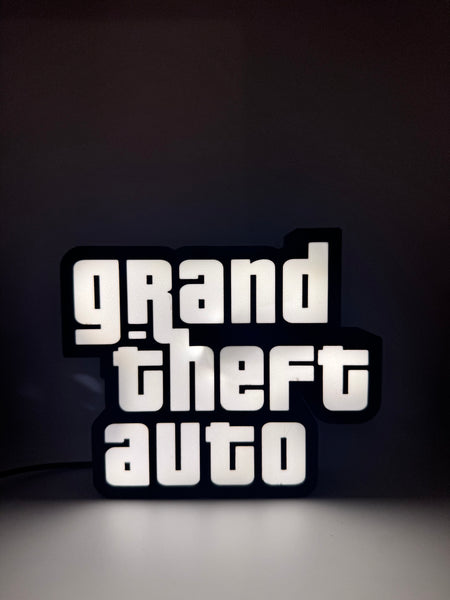 Grand Theft Auto LED Lamp Light Box Decor Gaming Room, Stream Setup 3d Printed