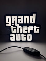 Grand Theft Auto LED Lamp Light Box Decor Gaming Room, Stream Setup 3d Printed