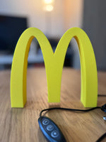 McDonald’s Golden Arches LED Lamp | Retro All-Yellow 3D Printed Light Box Sign for Gaming Room, Stream Setup, Night Light & Decor