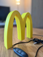 McDonald’s Golden Arches LED Lamp | Retro All-Yellow 3D Printed Light Box Sign for Gaming Room, Stream Setup, Night Light & Decor
