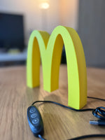 McDonald’s Golden Arches LED Lamp | Retro All-Yellow 3D Printed Light Box Sign for Gaming Room, Stream Setup, Night Light & Decor