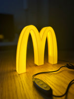 McDonald’s Golden Arches LED Lamp | Retro All-Yellow 3D Printed Light Box Sign for Gaming Room, Stream Setup, Night Light & Decor