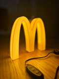 McDonald’s Golden Arches LED Lamp | Retro All-Yellow 3D Printed Light Box Sign for Gaming Room, Stream Setup, Night Light & Decor
