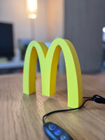 McDonald’s Golden Arches LED Lamp | Retro All-Yellow 3D Printed Light Box Sign for Gaming Room, Stream Setup, Night Light & Decor