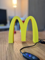 McDonald’s Golden Arches LED Lamp | Retro All-Yellow 3D Printed Light Box Sign for Gaming Room, Stream Setup, Night Light & Decor