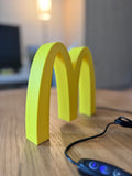 McDonald’s Golden Arches LED Lamp | Retro All-Yellow 3D Printed Light Box Sign for Gaming Room, Stream Setup, Night Light & Decor